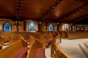 View of expanded and renovated worship space, looking south