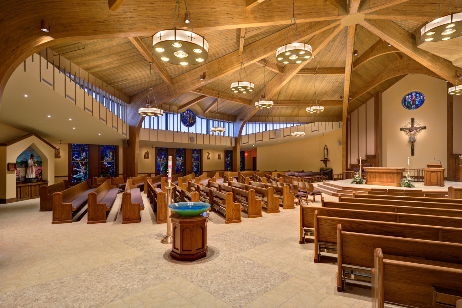 Side view of new worship space at St. Joseph Church by Foresight Architects
