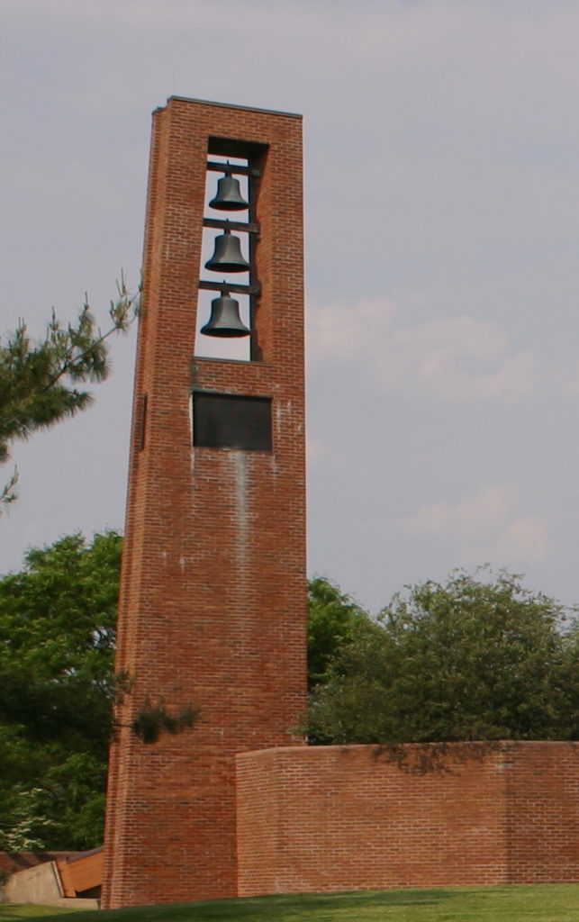 A photo of the bell tower at The Most Blessed Sacrament Church in Franklin Lakes, NJ. Recently, all but the tower was destroyed by fire.